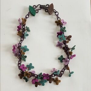 Felt Flowers Vintage Floral Multicolor Necklace
